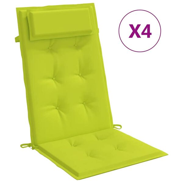 vidaXL Cuscini Sedia Schienale Alto 4 pz Verde Chiaro Tessuto Oxford