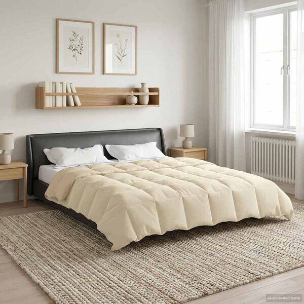 vidaXL Duvet Estivo Trapuntato Crema 200 x 240 cm Microfibra