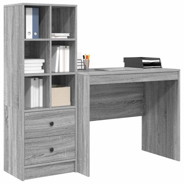 vidaXL Scrivania con cassetto 2 pcs Grigio Sonoma