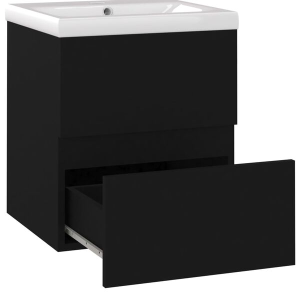 vidaXL Mobile Bagno con Lavabo Integrato Nero in Legno Multistrato