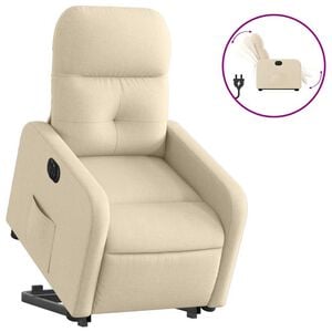 vidaXL Poltrona Alzapersona Reclinabile Elettrica Crema in Tessuto