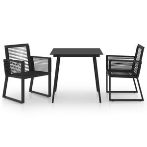 vidaXL Set da Pranzo da Giardino 3 pz in Rattan PVC Nero