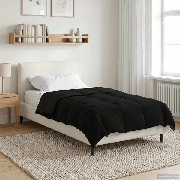 vidaXL Duvet Estivo Trapuntato Nero 140 x 220 cm Microfibra