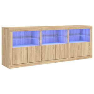 vidaXL Credenza con Luci LED Rovere Sonoma 181,5x37x67 cm