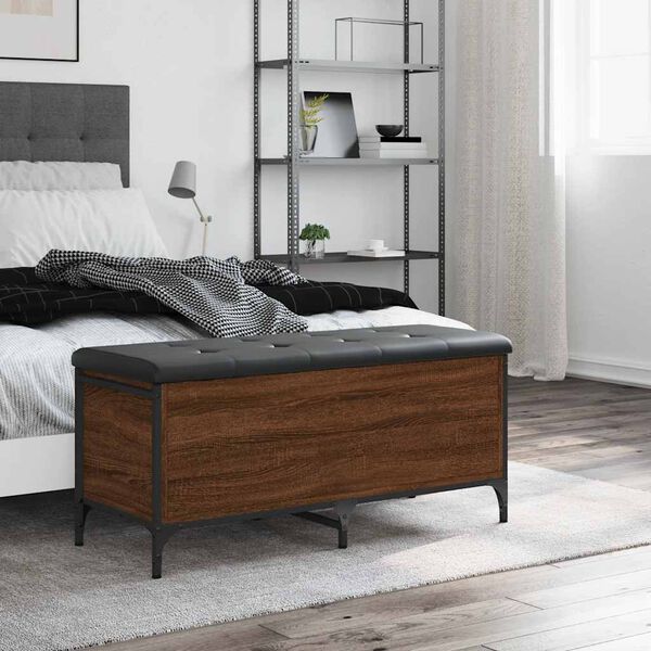 vidaXL Panca Portaoggetti Rovere Marrone 102x42x45cm Legno Multistrato