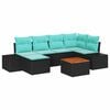 vidaXL Set Divano da Giardino 7 pz Nero polyrattan
