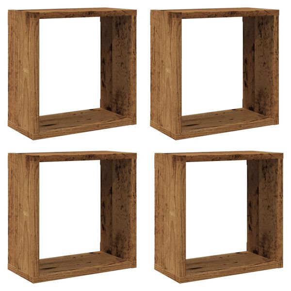 vidaXL Mensole Parete a Cubo 4 pz Legno Vecchio 30x15x30 cm Truciolato