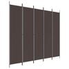 vidaXL Divisorio a 5 Pannelli Marrone 250x220 cm in Tessuto