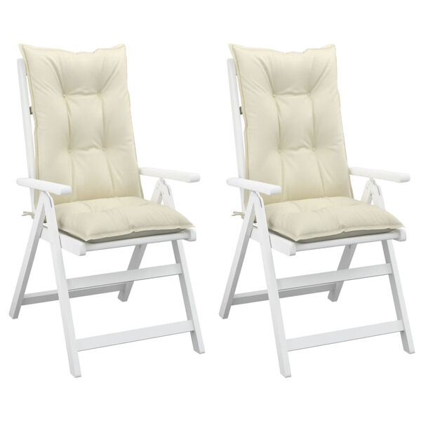 vidaXL Cuscini per Sedie 2 pz Crema 120x50x7 cm in Tessuto