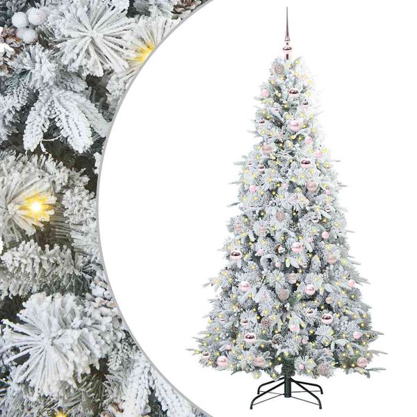 vidaXL Albero di Natale Artificiale con Rami Pieghevoli Bianco 210 cm