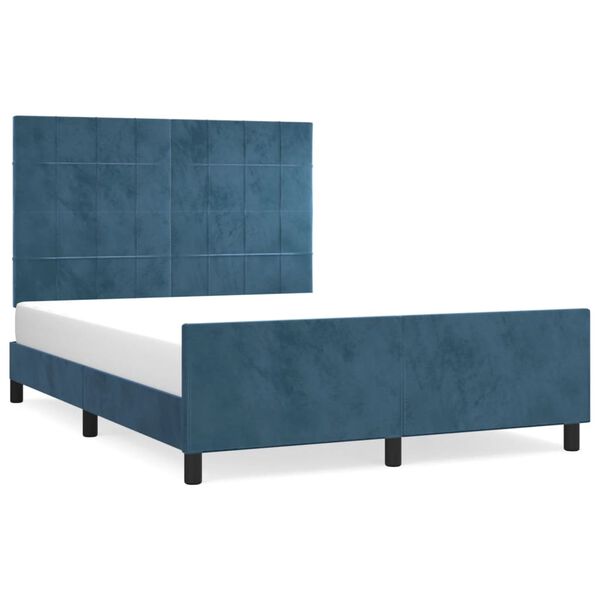 vidaXL Giroletto senza Materasso Blu Scuro 140x190 cm in Velluto