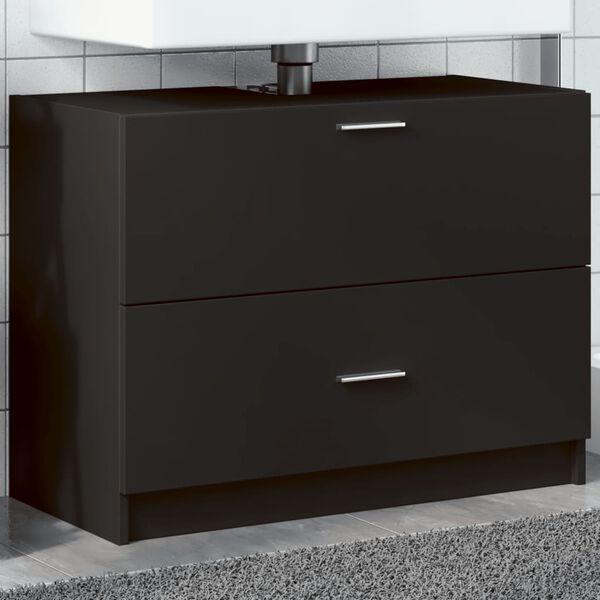 vidaXL Mobile Lavabo Nero 78x37x59 cm in Truciolare