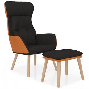 vidaXL Poltrona Relax con Poggiapiedi Nero in Similpelle e Tessuto