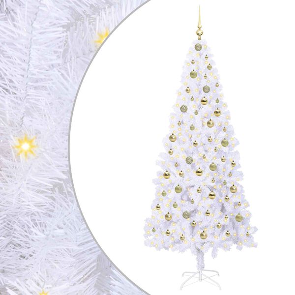 vidaXL Albero di Natale artificiale Bianco 210 cm PVC e Acciaio