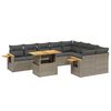 vidaXL Set Divano da Giardino 10 pz con Cuscini Grigio in Polyrattan