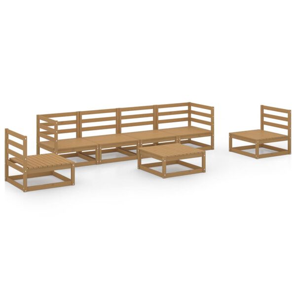 vidaXL Set Salotto da Giardino 7pz Marrone Ambra Legno Massello Pino