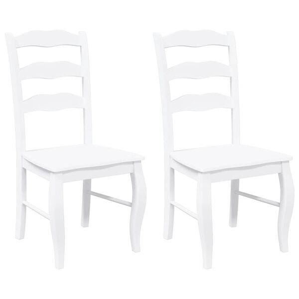 vidaXL Sedie da Pranzo 2 pz Bianche in Legno Massello di Hevea