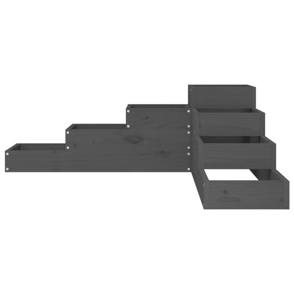 vidaXL Fioriera Giardino 4 Ripiani Grigia 106x104,5x36cm Massello Pino