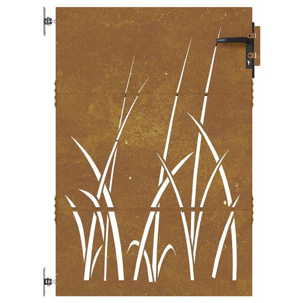 vidaXL Cancello da giardino 85x150 cm in acciaio Corten con design erba