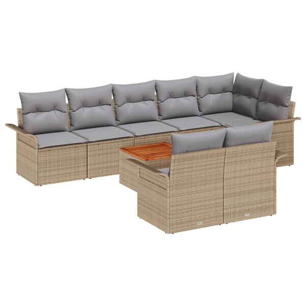 vidaXL Set Divano da Giardino 9 pcs Beige e Grigio Chiaro polyrattan