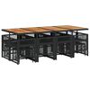 vidaXL Set da Pranzo da Giardino 13pz con Cuscini Nero in Polyrattan