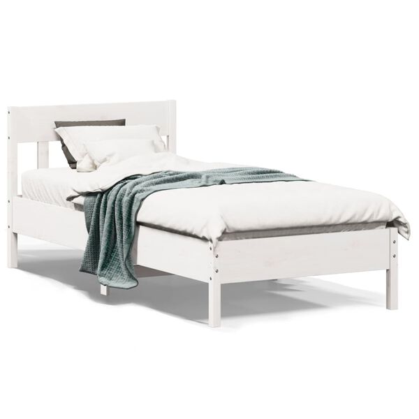vidaXL Letto senza Materasso Bianco 90x190 cm in Legno Massello Pino