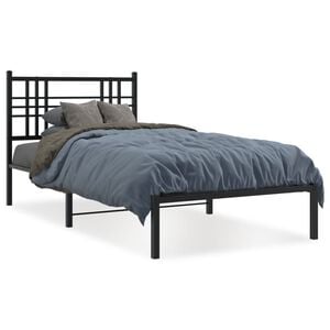 vidaXL Giroletto con Testiera in Metallo Nero 90x190 cm