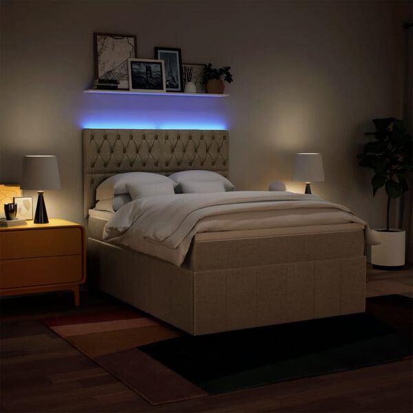 vidaXL Giroletto a Molle con Materasso Crema 140x19 cm in Tessuto