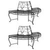 vidaXL Panchine per Albero Semicircolari 2 pz &Oslash;160 cm Nere in Acciaio