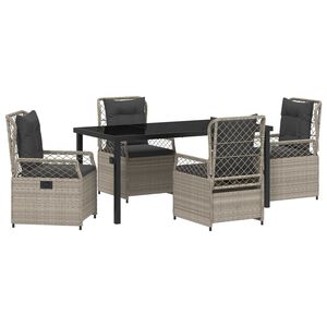 vidaXL Set da Pranzo per Giardino 5 pcs Grigio chiaro polyrattan