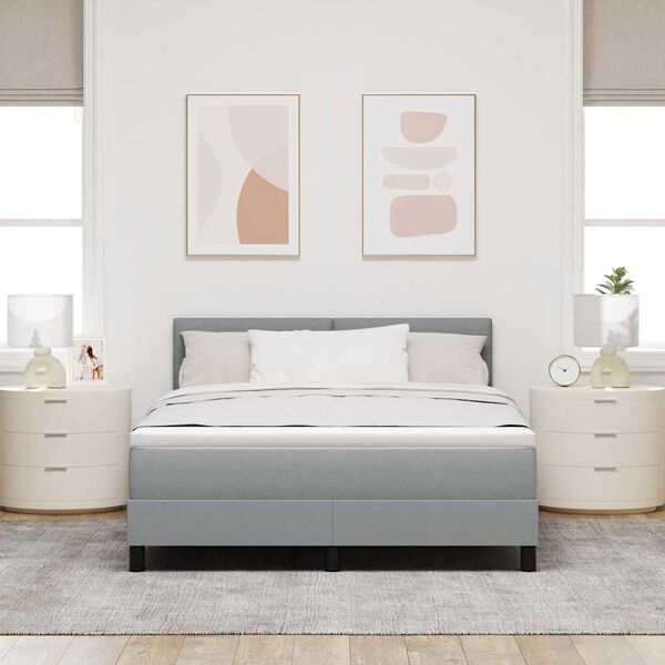 vidaXL Letto box spring con materasso Grigio chiaro 140 x 200 cm