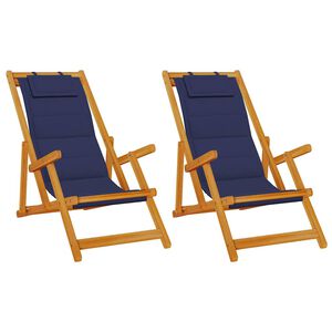 vidaXL Sedia da spiaggia 2 pcs Marrone Legno di Acacia Massello