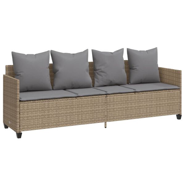 vidaXL Set Divano da Giardino 5 pz con Cuscini Beige in Polyrattan
