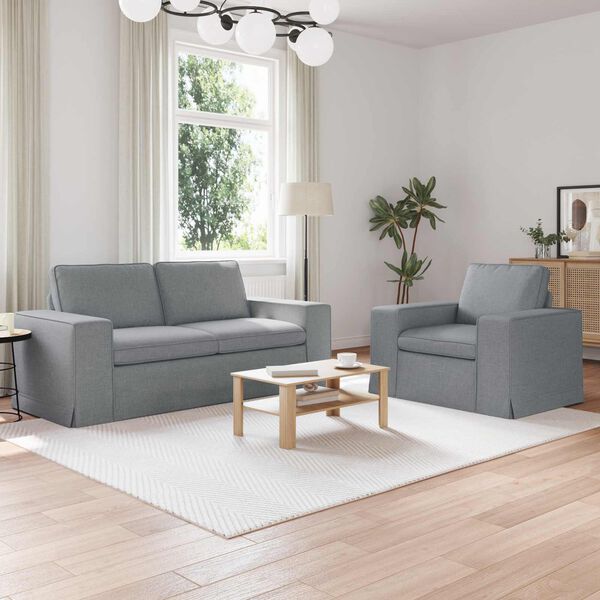 vidaXL Divano 2 pcs Grigio chiaro 182 x 80 x 82 cm Tessuto