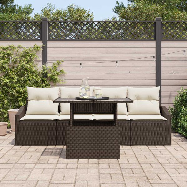 vidaXL Set Divano da Giardino 5 pcs Marrone e Crema polyrattan