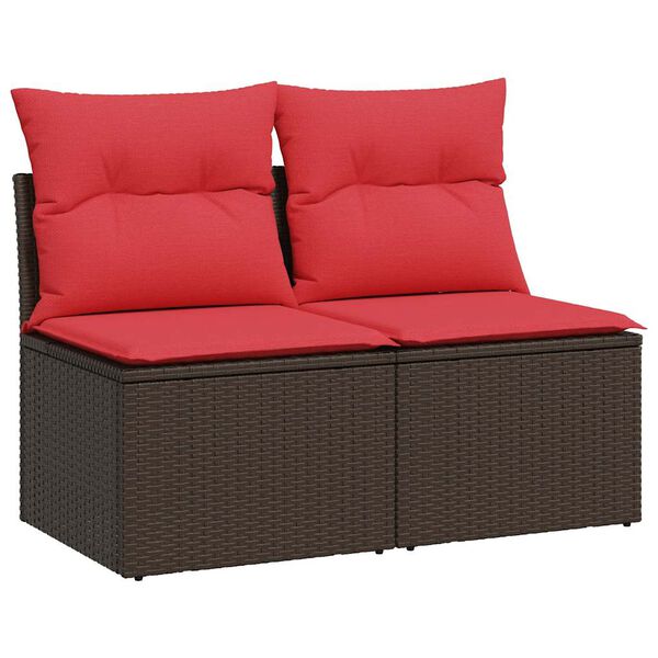 vidaXL Set Divano Giardino 4 pz con Cuscini Marrone Polyrattan Acacia