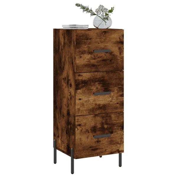 vidaXL Credenza Rovere Fumo 34,5x34x90 cm in Legno Multistrato
