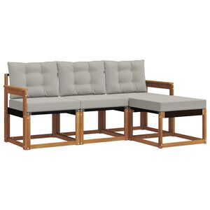 vidaXL Set di divani da esterno 4 pz Grigio Naturale e Chiaro
