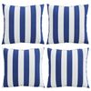vidaXL Cuscini Decorativi 4pz Strisce Blu e Bianco 50x50 cm Tessuto