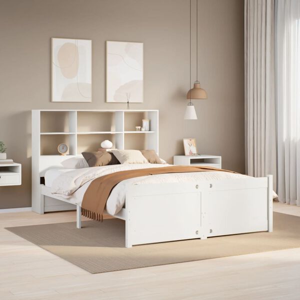 vidaXL Letto Libreria senza Materasso Bianco 120x190 cm Legno di Pino