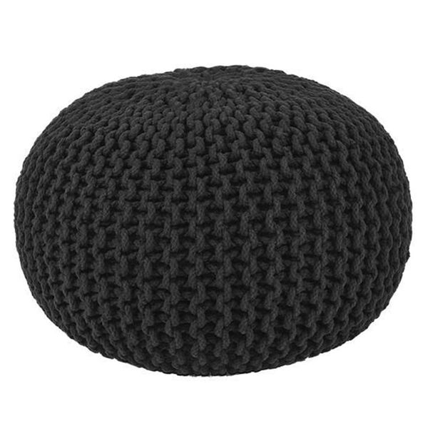 LABEL51 Pouf a Maglia in Cotone M Nero