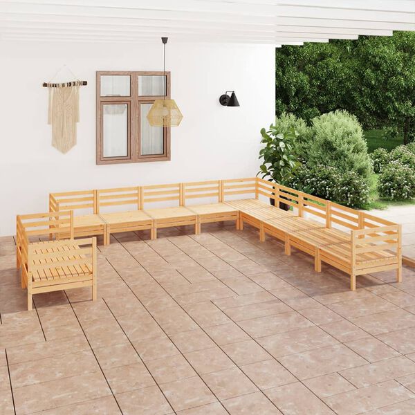 vidaXL Set Salotto da Giardino 11 pz in Legno Massello di Pino