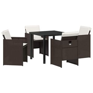 vidaXL Set da Pranzo per Giardino 5 pz Marrone polyrattan