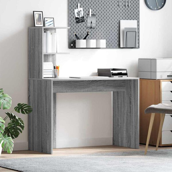 vidaXL Scrivania Grigio Sonoma 102 x 50 x 124 cm Legno multistrato