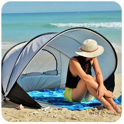 DERYAN Tenda da Spiaggia di Lusso Pop-up XXL 155x133x95 cm Argento