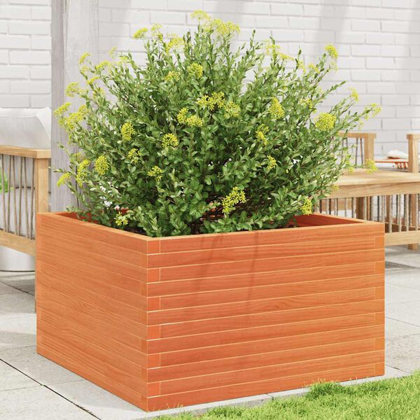 vidaXL Fioriera Giardino Marrone Cera 80x80x46 cm Legno Massello Pino