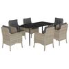 vidaXL Set da Pranzo da Giardino 7 pz Cuscini Polyrattan Grigio Chiaro