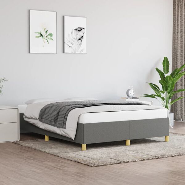 vidaXL Giroletto senza Materasso Grigio Scuro 140x190 cm Tessuto
