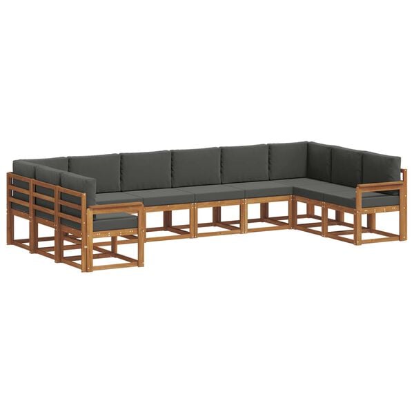 vidaXL Set di divani da esterno 10 pcs Naturale e Antracite