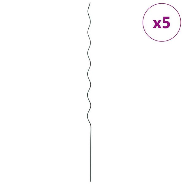 vidaXL Supporto per piante 5 pcs Verde 110 x 0.6 x 0.6 cm Acciaio